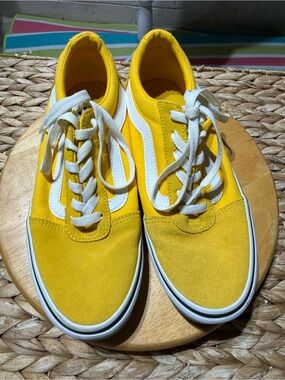 Vans Yellow and White Old Skool Low Top Sneakers